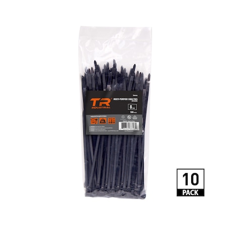 Tr Industrial 8 in Multi-Purpose UV Cable Ties in Black, 1000-pk TR88302-10PK